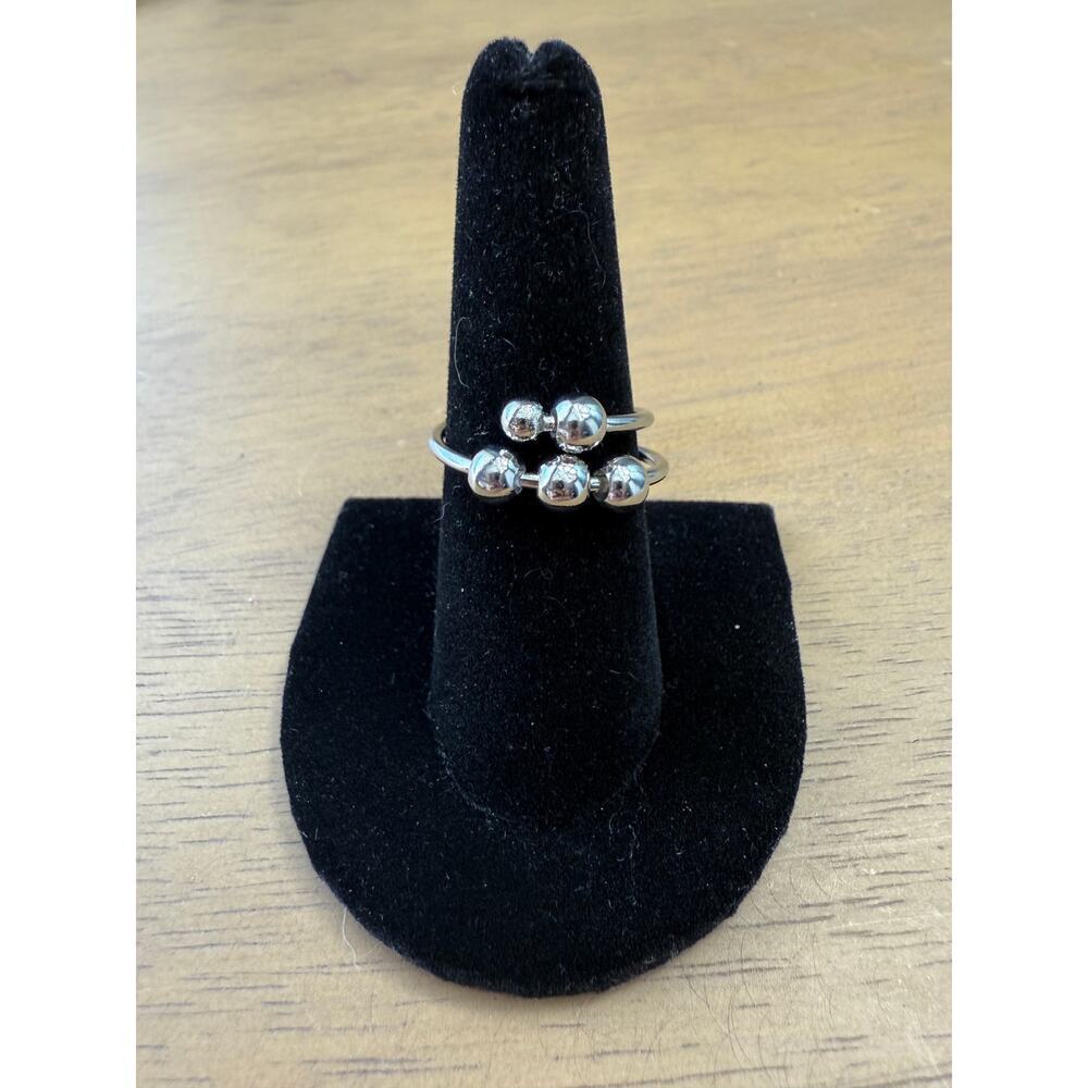 Silver Fidget Spinner Ring Sz 7 Adjustable